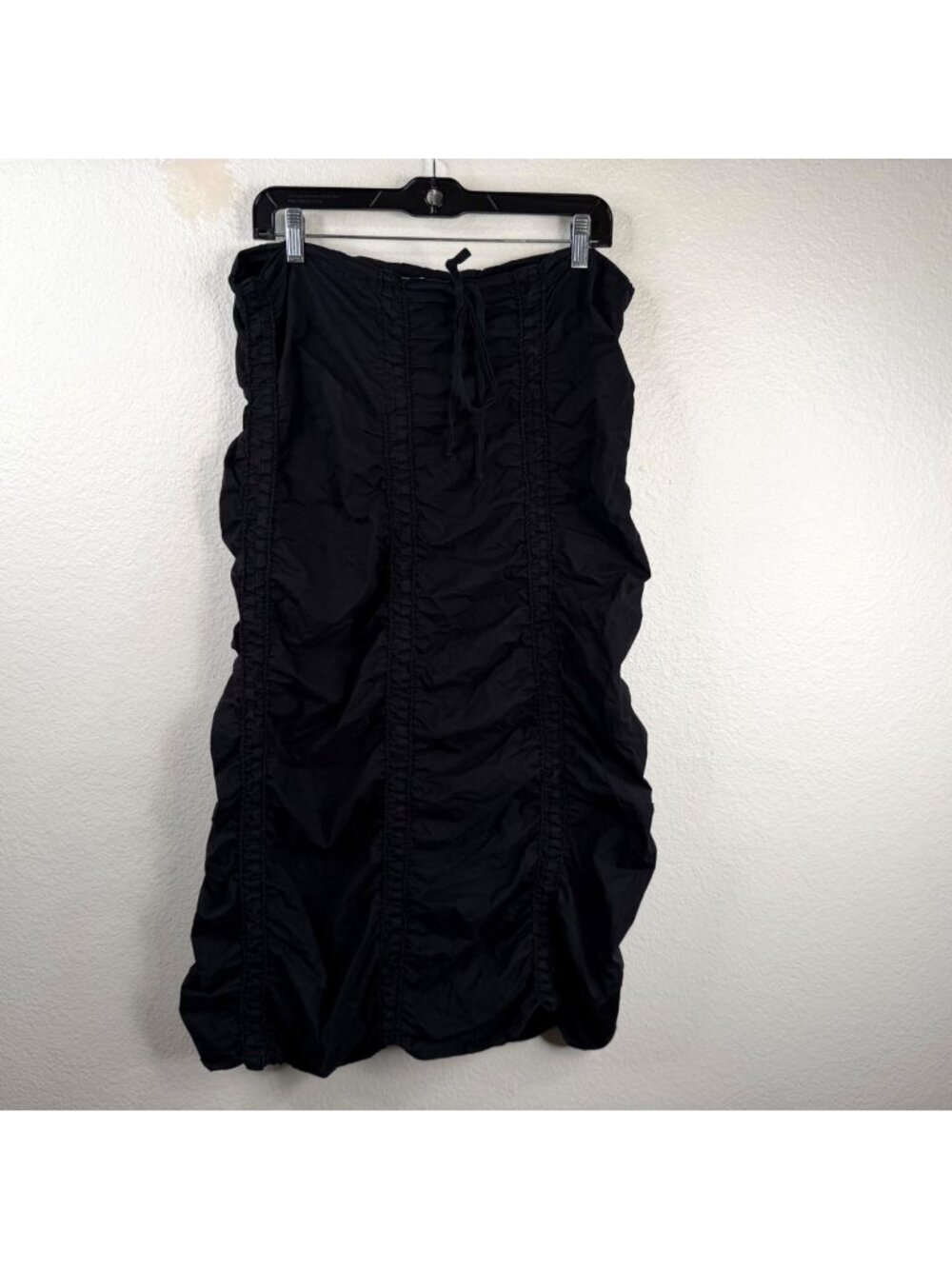 XCVI Wearables Women's Ruched Drawstring Gothic Grunge Punk Black Skirt Sz S